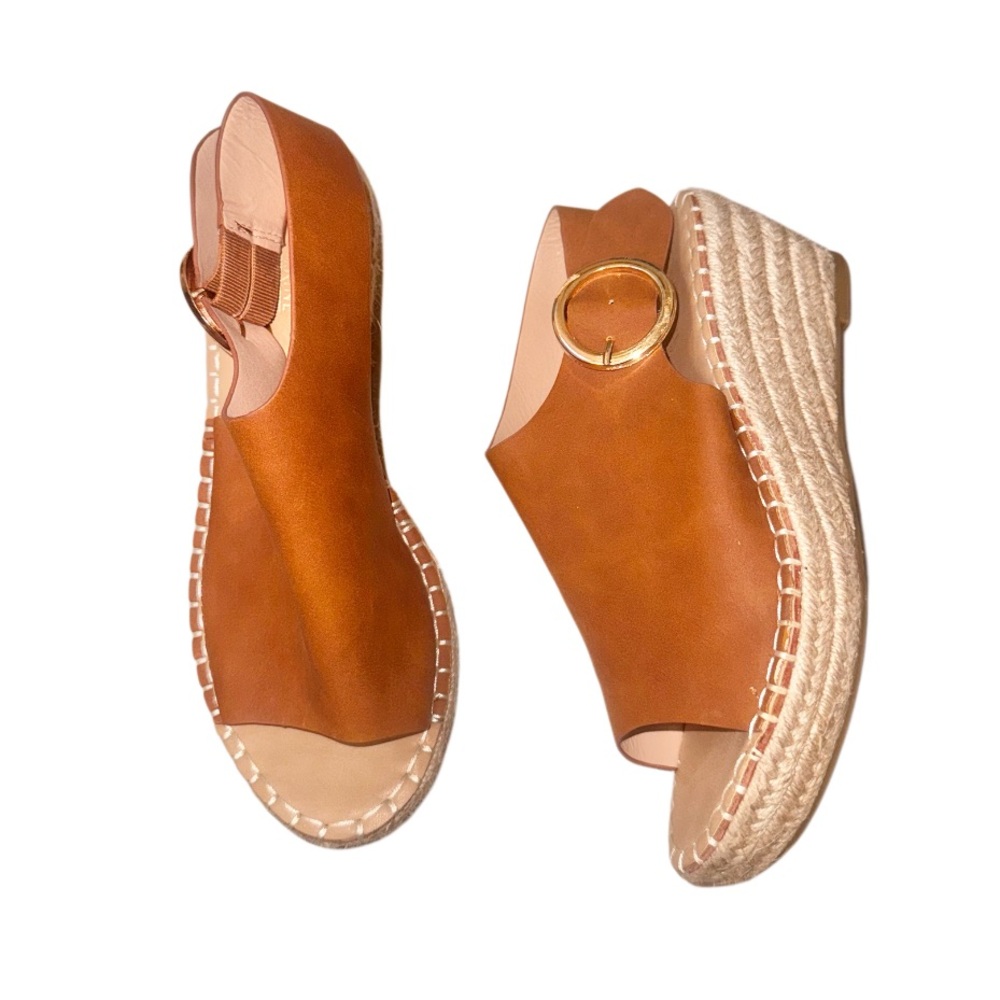 Catherine MALANDRINO Cirkly espadrille peep toe wedges women’s shoes size 8.5